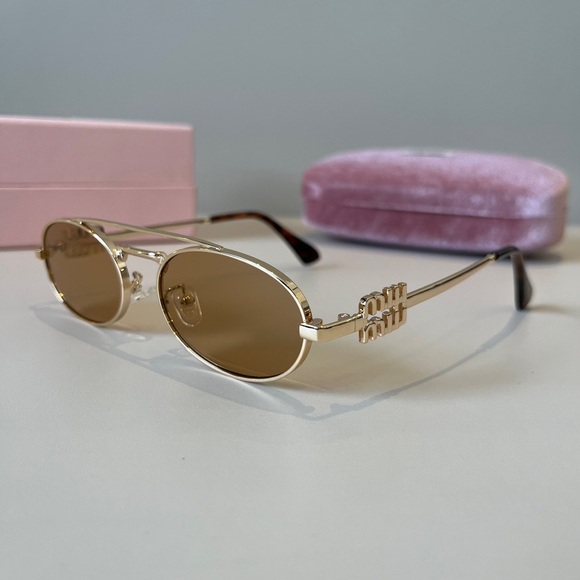 Miu Miu Gold Oval Sunglasses main image 4